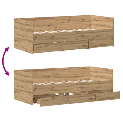 vidaXL Daybed with Drawer Artisan Oak 90 x 190 cm Engineered Wood