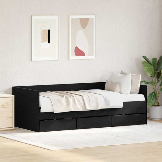 vidaXL Daybed with Headboard Black Oak 90 x 190 cm Engineered Wood