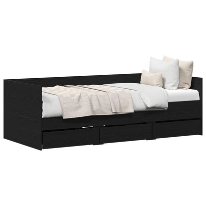 vidaXL Daybed with Headboard Black Oak 90 x 190 cm Engineered Wood