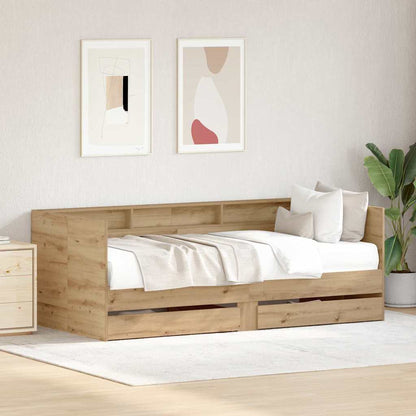 vidaXL Daybed with Headboard Artisan Oak 90 x 200 cm Engineered Wood