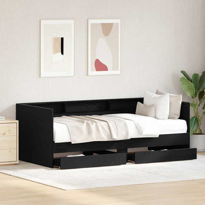 vidaXL Daybed with Headboard Black Oak 90 x 200 cm Engineered Wood