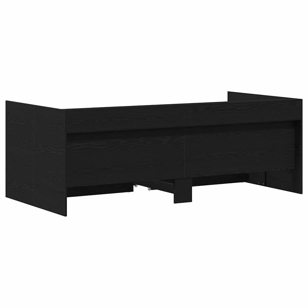 vidaXL Daybed with Headboard Black Oak 90 x 200 cm Engineered Wood