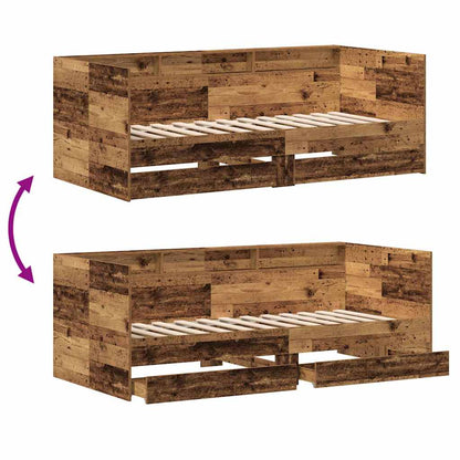 vidaXL Daybed with Headboard Old Wood 90 x 190 cm Engineered Wood