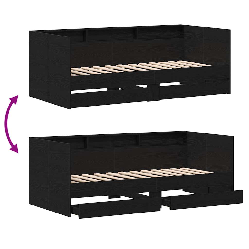 vidaXL Daybed with Headboard Black Oak 90 x 190 cm Engineered Wood