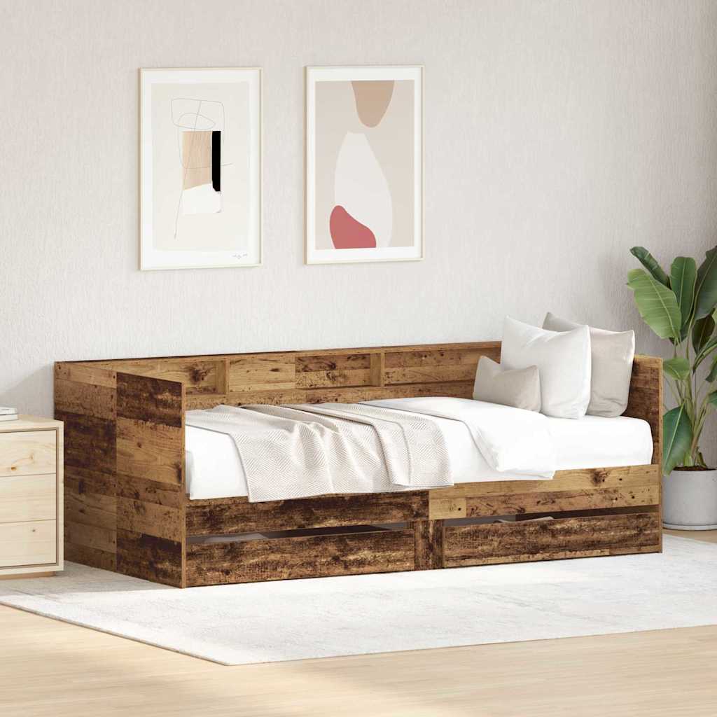 vidaXL Daybed with Headboard Old Wood 75 x 190 cm Engineered Wood