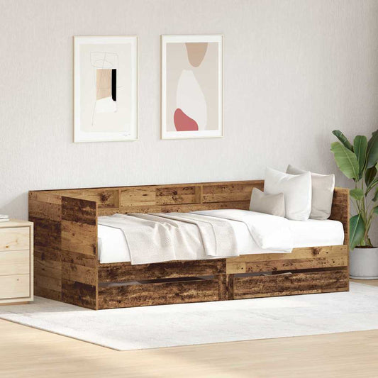 vidaXL Daybed with Headboard Old Wood 75 x 190 cm Engineered Wood