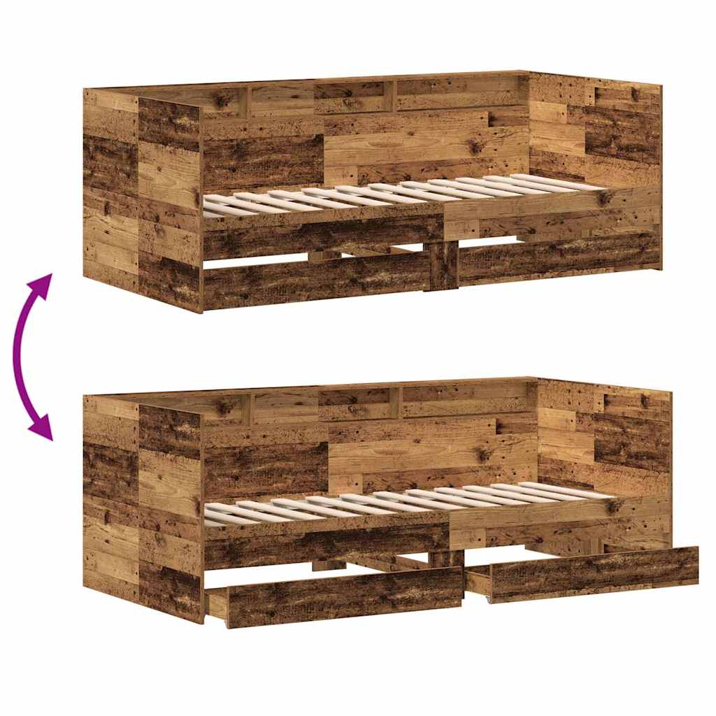 vidaXL Daybed with Headboard Old Wood 75 x 190 cm Engineered Wood