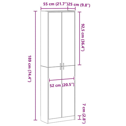 vidaXL Wardrobe Artisan Oak 55 x 25 x 189 cm Engineered Wood
