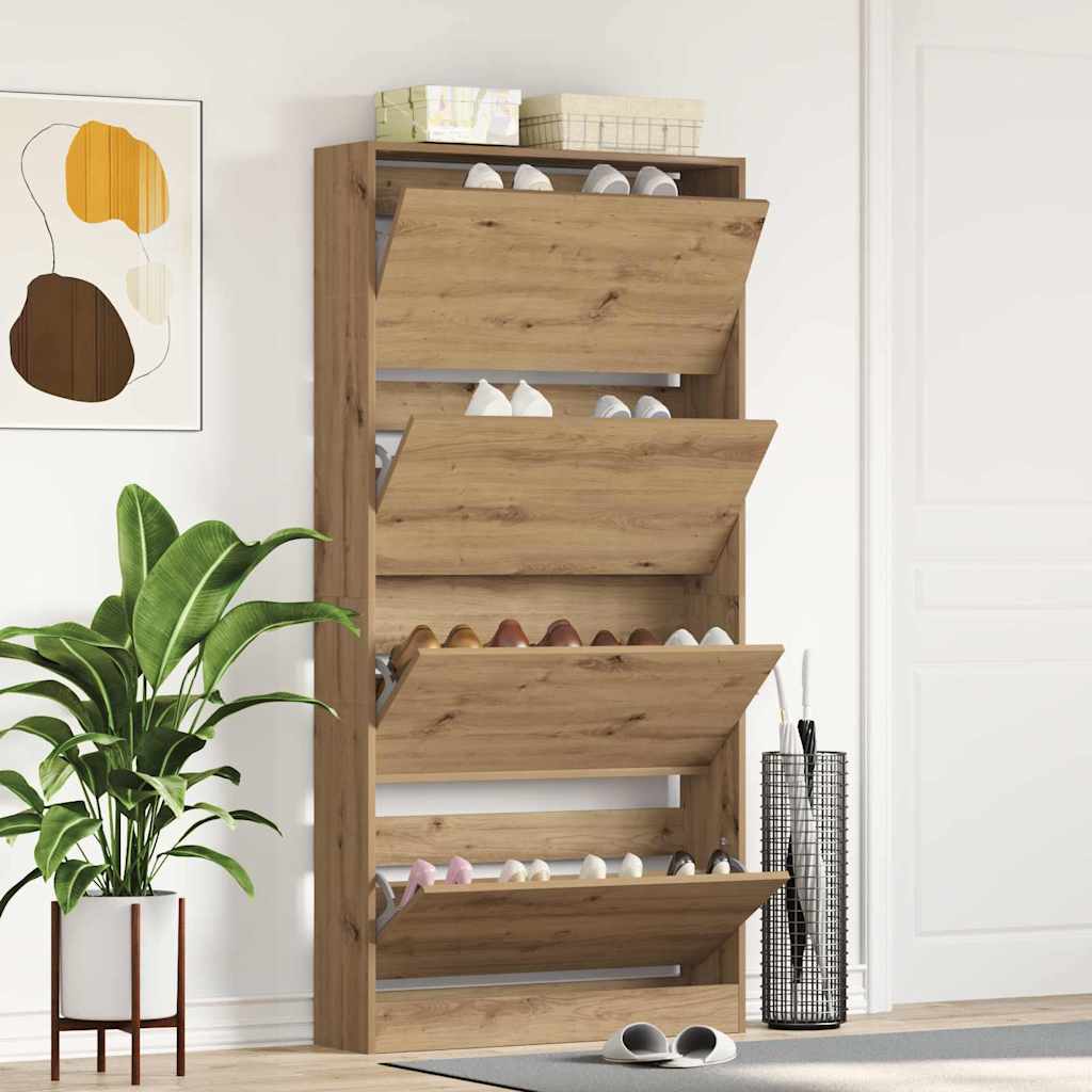 vidaXL Shoe Cabinet 80 x 21 x 163.5 cm Engineered Wood Artisan Oak