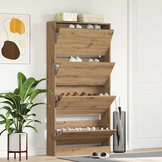 vidaXL Shoe Cabinet 80 x 21 x 163.5 cm Engineered Wood Artisan Oak