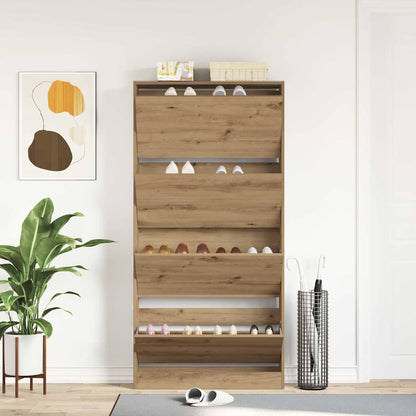 vidaXL Shoe Cabinet 80 x 21 x 163.5 cm Engineered Wood Artisan Oak