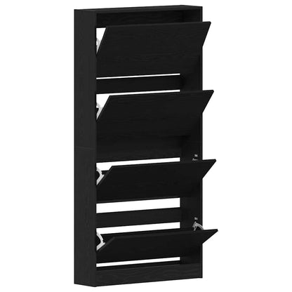 vidaXL Shoe Cabinet 80 x 21 x 163.5 cm Engineered Wood Black Oak
