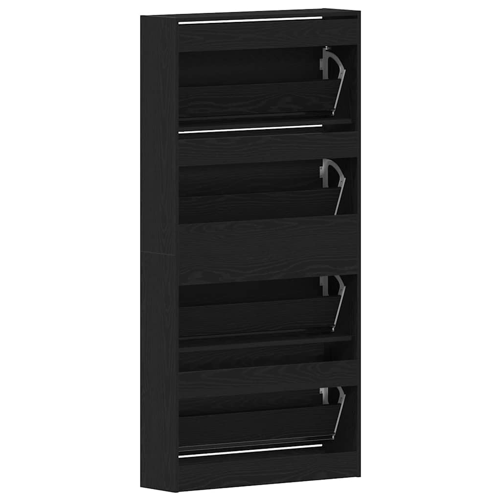 vidaXL Shoe Cabinet 80 x 21 x 163.5 cm Engineered Wood Black Oak