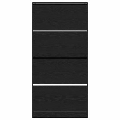 vidaXL Shoe Cabinet 80 x 21 x 163.5 cm Engineered Wood Black Oak