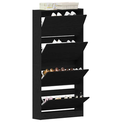 vidaXL Shoe Cabinet 80 x 21 x 163.5 cm Engineered Wood Black Oak