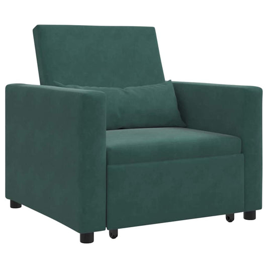 vidaXL Single Sofa Bed Reclining Dark green 90 x 165 x 87 cm Velvet