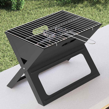 vidaXL Outdoor Grill Black 46 x 30 x 31 cm Steel