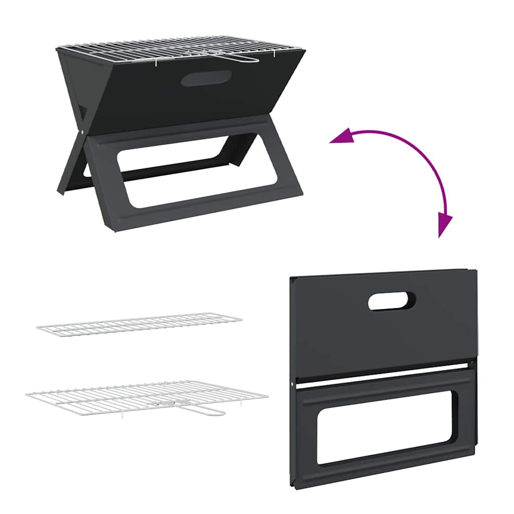vidaXL Outdoor Grill Black 46 x 30 x 31 cm Steel