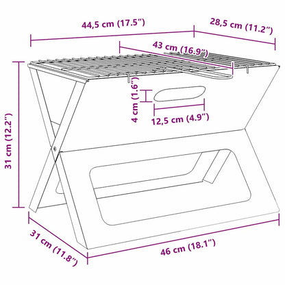 vidaXL Outdoor Grill Black 46 x 30 x 31 cm Steel