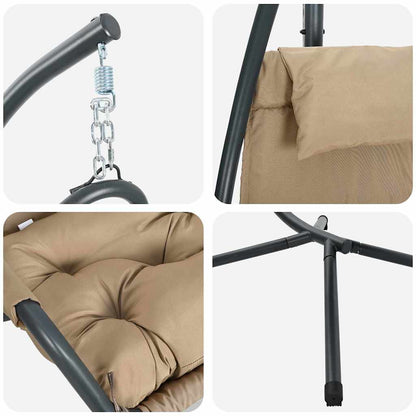 vidaXL Hanging Egg Chair Folding Taupe 94 x 107 x 196.5 cm Steel