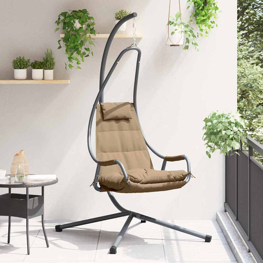 vidaXL Hanging Egg Chair Steel 94 x 107 x 196.5 cm Taupe