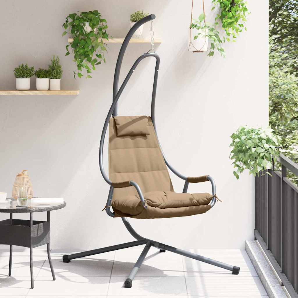 vidaXL Hanging Egg Chair Folding Taupe 94 x 107 x 196.5 cm Steel