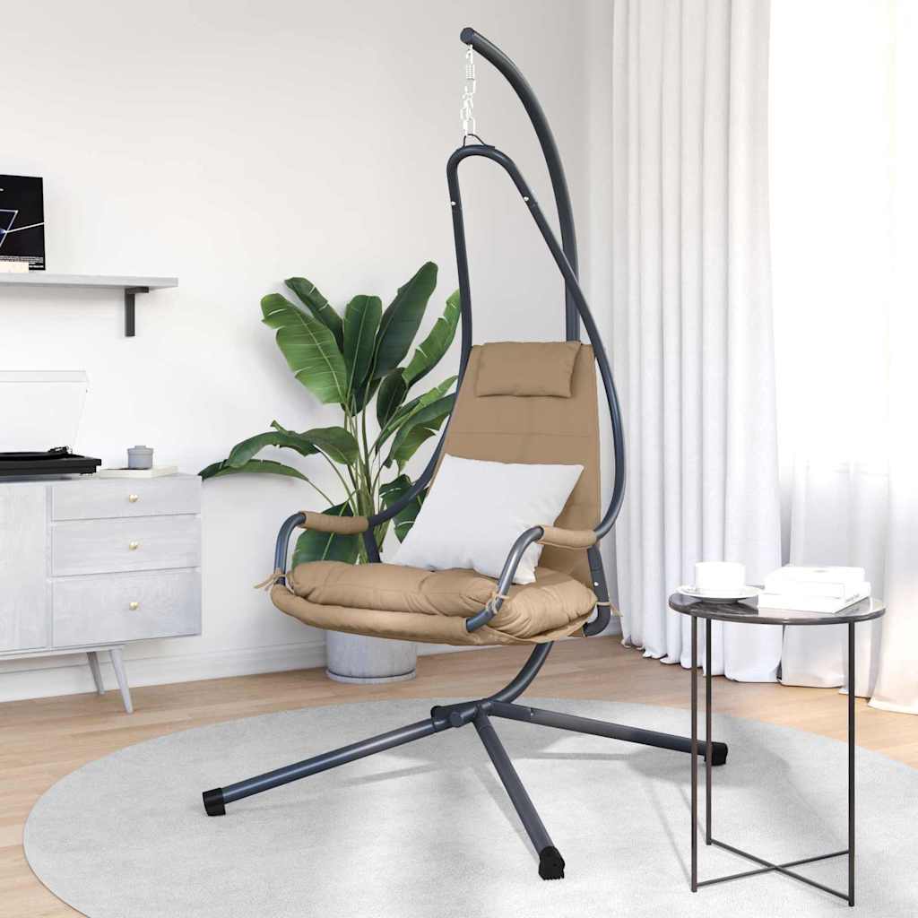 vidaXL Hanging Egg Chair Folding Taupe 94 x 107 x 196.5 cm Steel