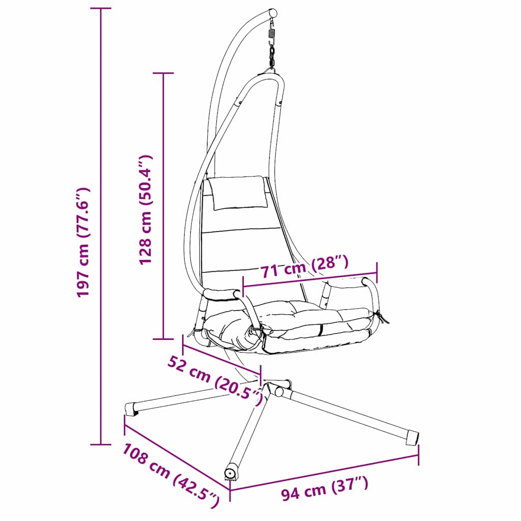 vidaXL Hanging Egg Chair Folding Taupe 94 x 107 x 196.5 cm Steel