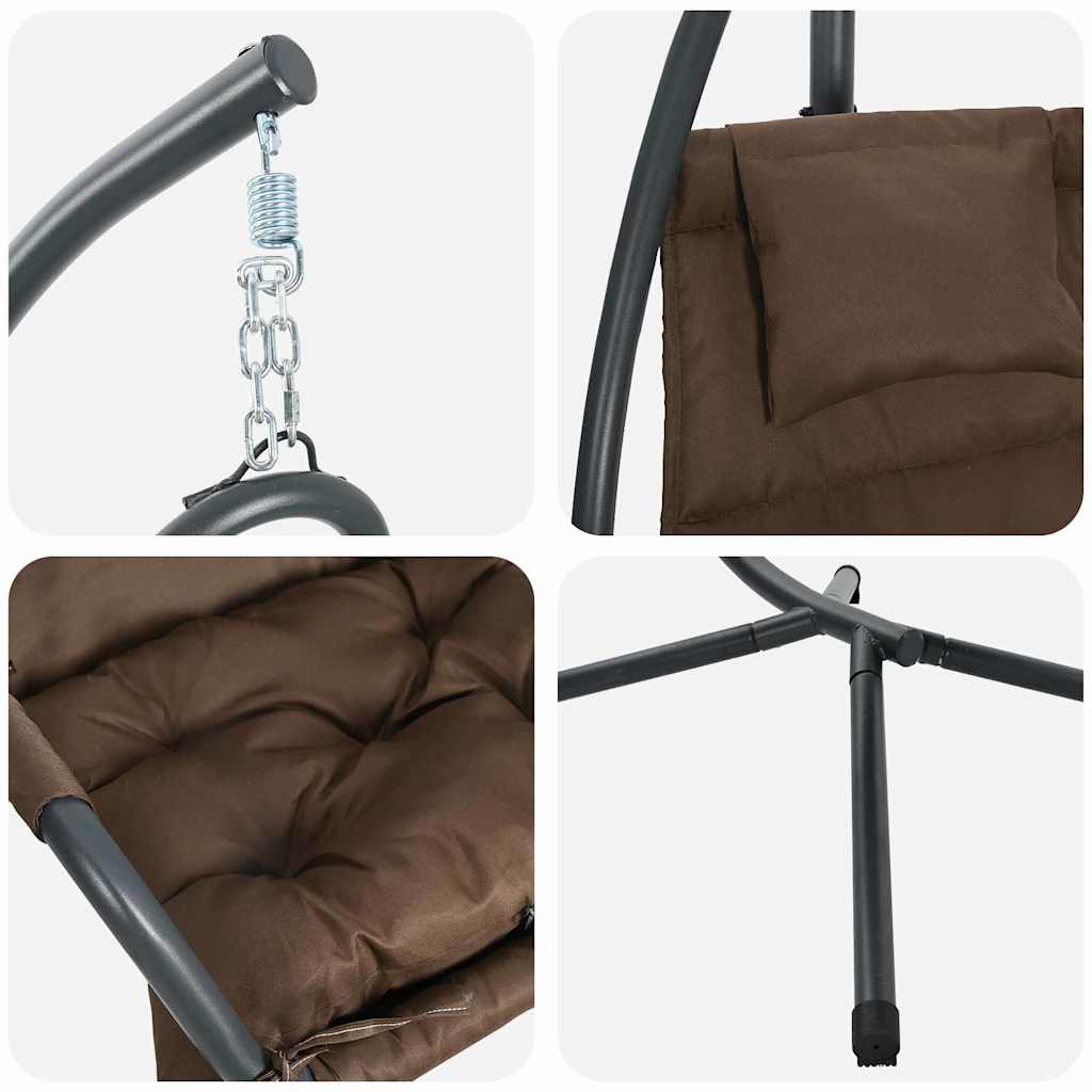 vidaXL Hanging Egg Chair Folding Coffee 94 x 107 x 196.5 cm Steel