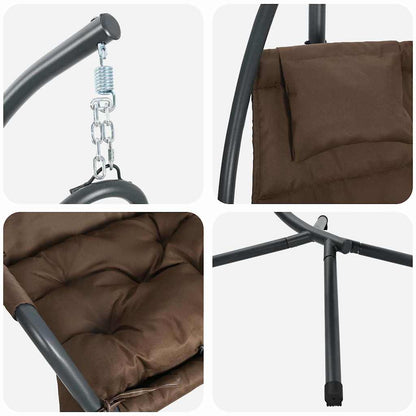 vidaXL Hanging Egg Chair Folding Coffee 94 x 107 x 196.5 cm Steel