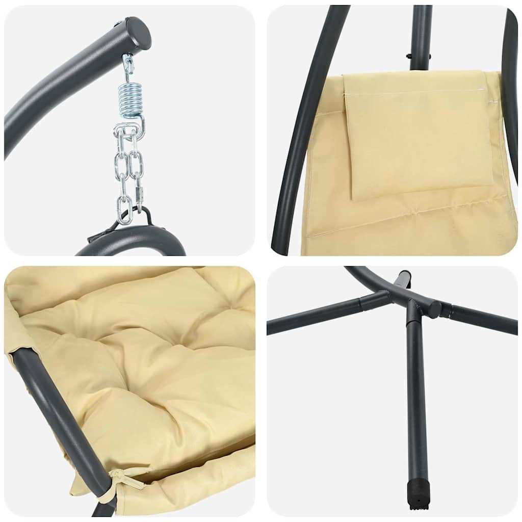 vidaXL Hanging Egg Chair Folding Beige 94 x 107 x 196.5 cm Steel