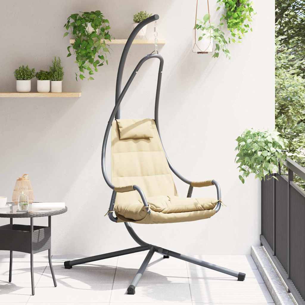 vidaXL Hanging Egg Chair Folding Beige 94 x 107 x 196.5 cm Steel