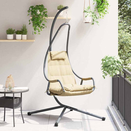 vidaXL Hanging Egg Chair Steel 94 x 107 x 196.5 cm Beige