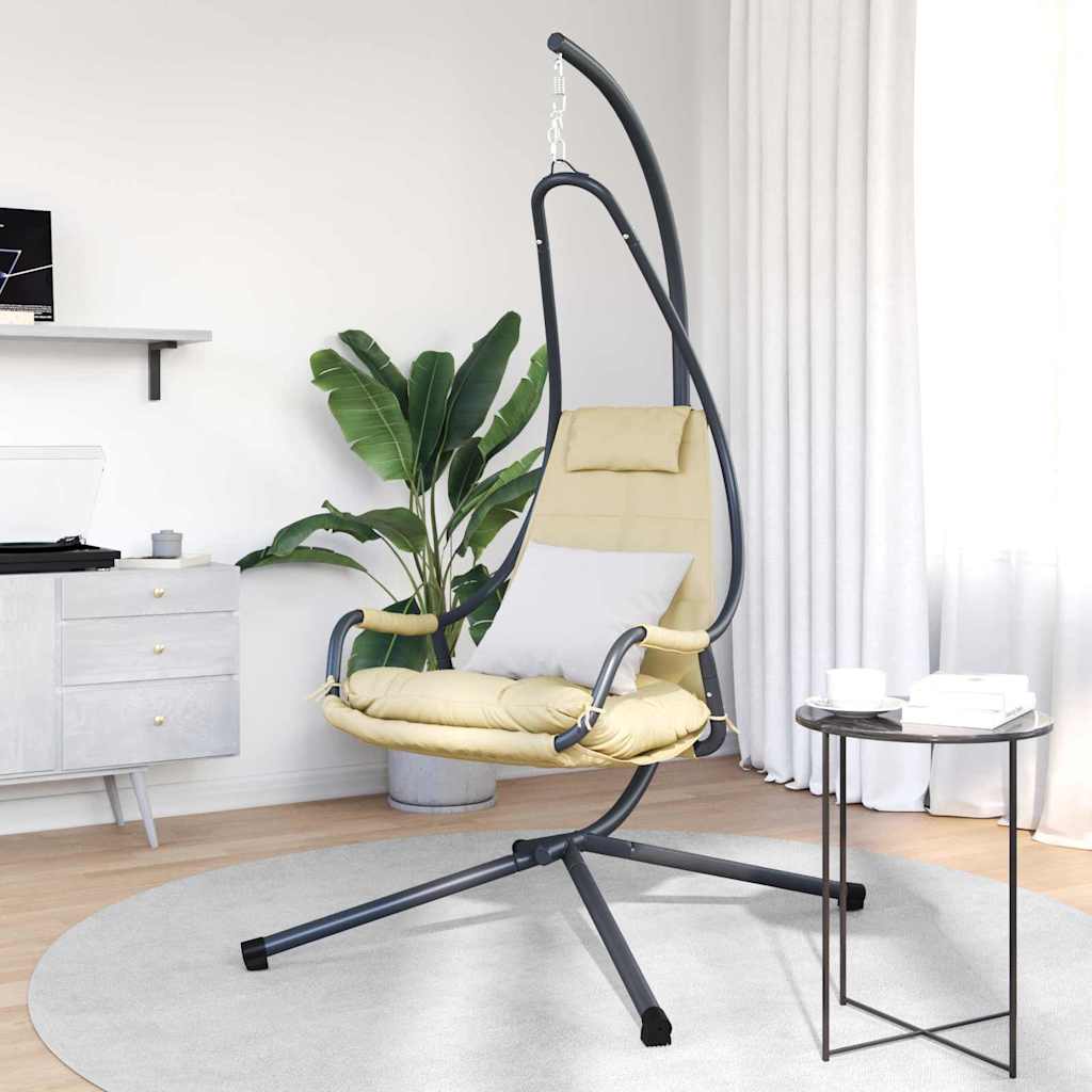 vidaXL Hanging Egg Chair Folding Beige 94 x 107 x 196.5 cm Steel