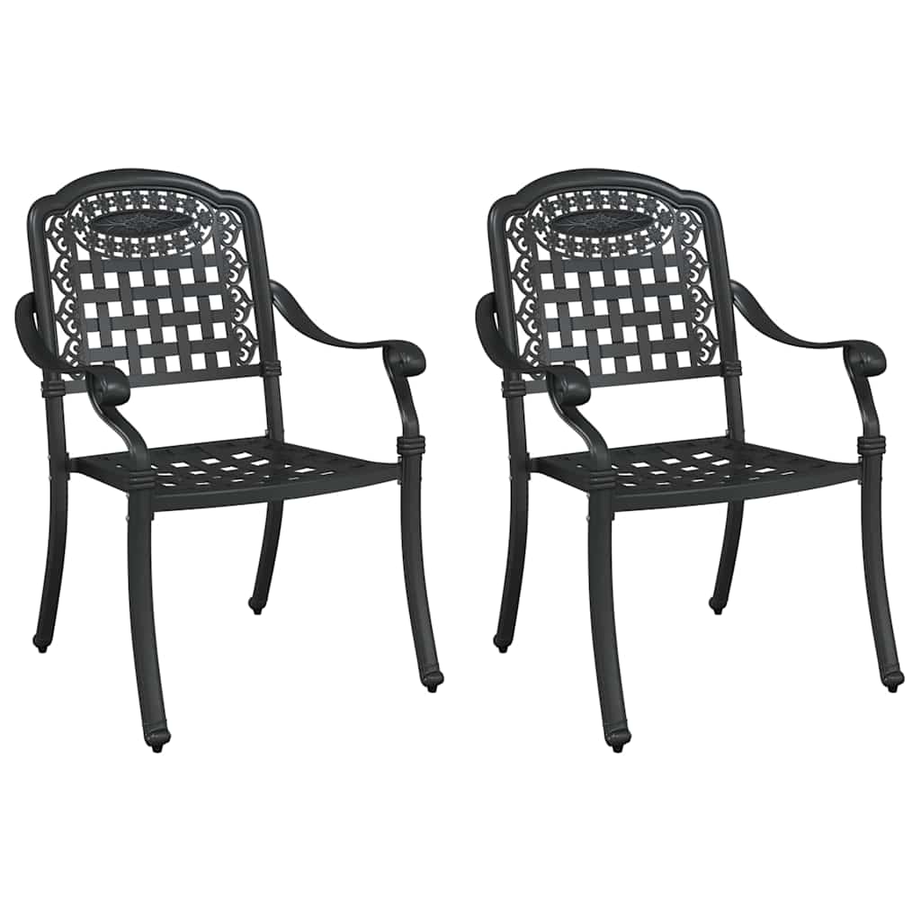 vidaXL Garden Chair 2 pcs Black 55 x 56.5 x 91cm Aluminium