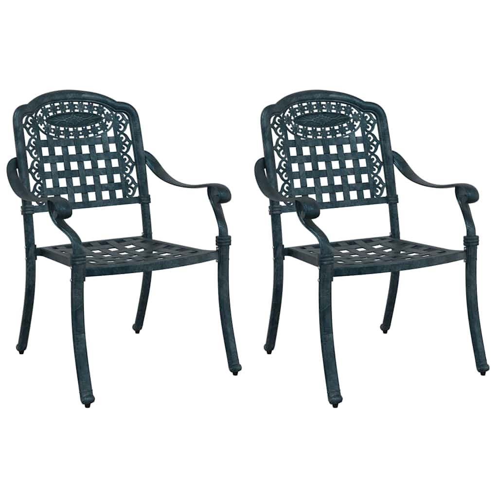vidaXL Garden Chair 2 pcs Green 55 x 56.5 x 91cm Aluminium