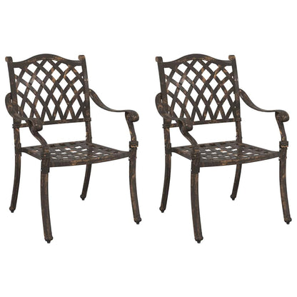 vidaXL Garden Chair 2 pcs Bronze 56 x 55 x 92.5cm Aluminium