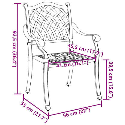 vidaXL Garden Chair 2 pcs Bronze 56 x 55 x 92.5cm Aluminium