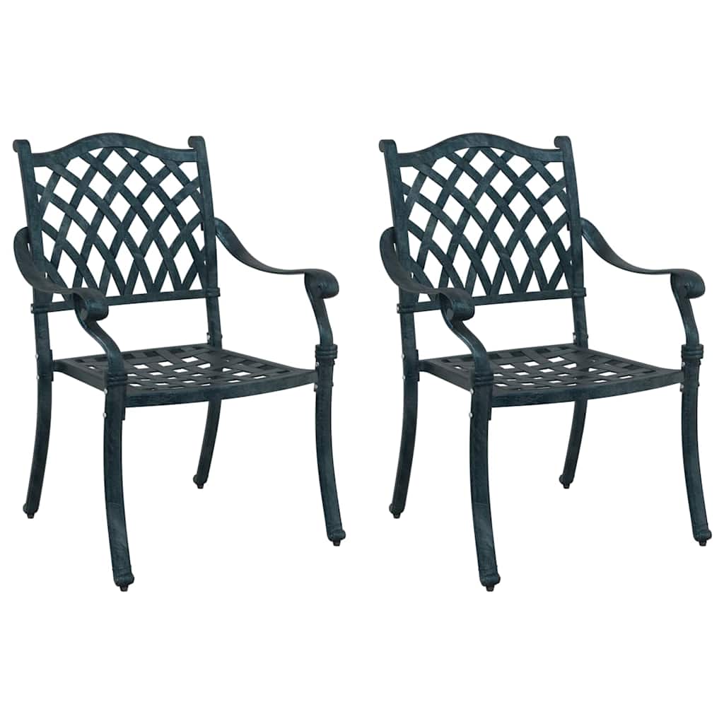 vidaXL Garden Chair 2 pcs Green 56 x 55 x 92.5cm Aluminium