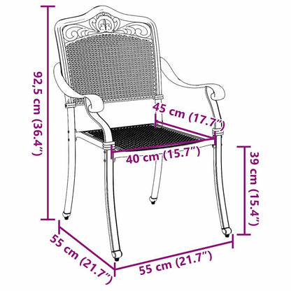vidaXL Garden Chair 2 pcs Black 55 x 55 x 92.5cm Aluminium
