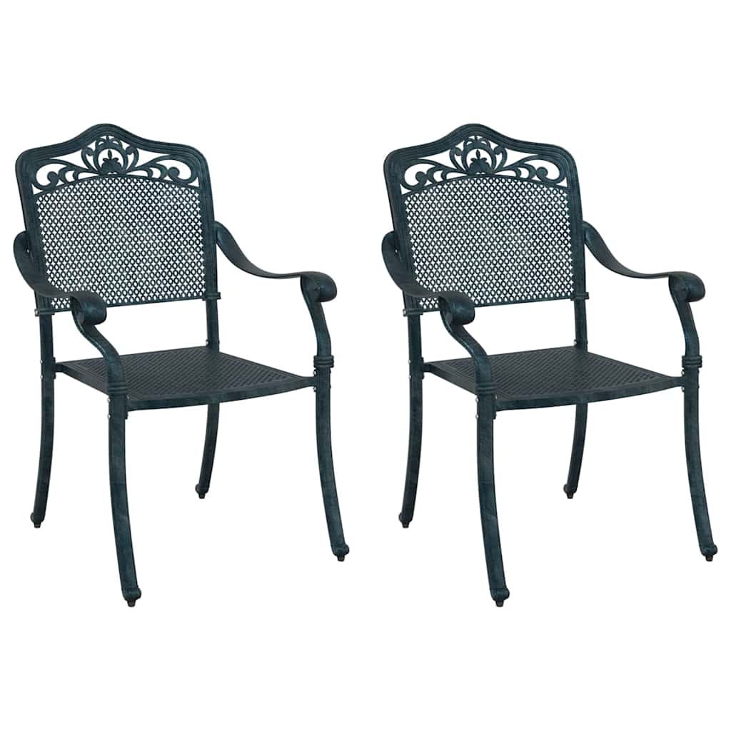 vidaXL Garden Chair 2 pcs Green 64 x 62 x 93cm Aluminium