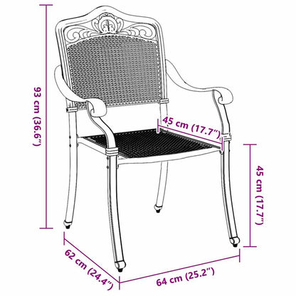 vidaXL Garden Chair 2 pcs Green 64 x 62 x 93cm Aluminium