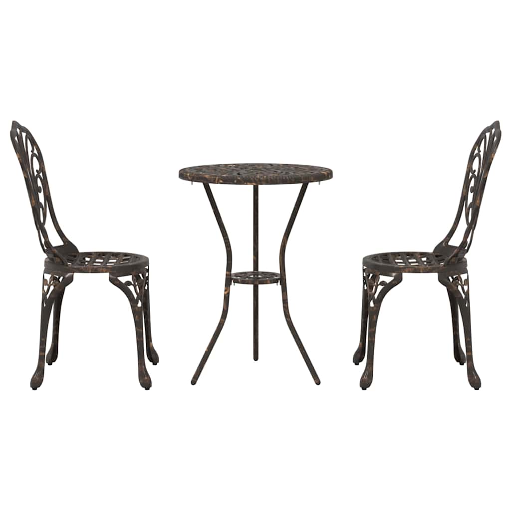 vidaXL Garden Bistro Set 3 pcs Bronze Aluminium