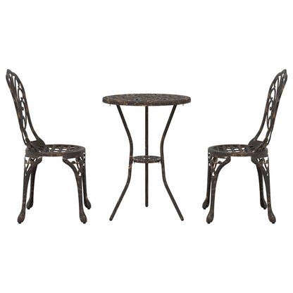 vidaXL Garden Bistro Set 3 pcs Bronze Aluminium