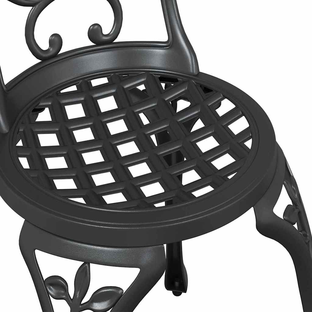 vidaXL Garden Bistro Set 3 pcs Black Aluminium