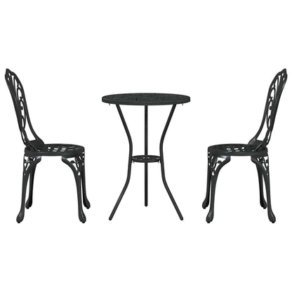 vidaXL Garden Bistro Set 3 pcs Black Aluminium