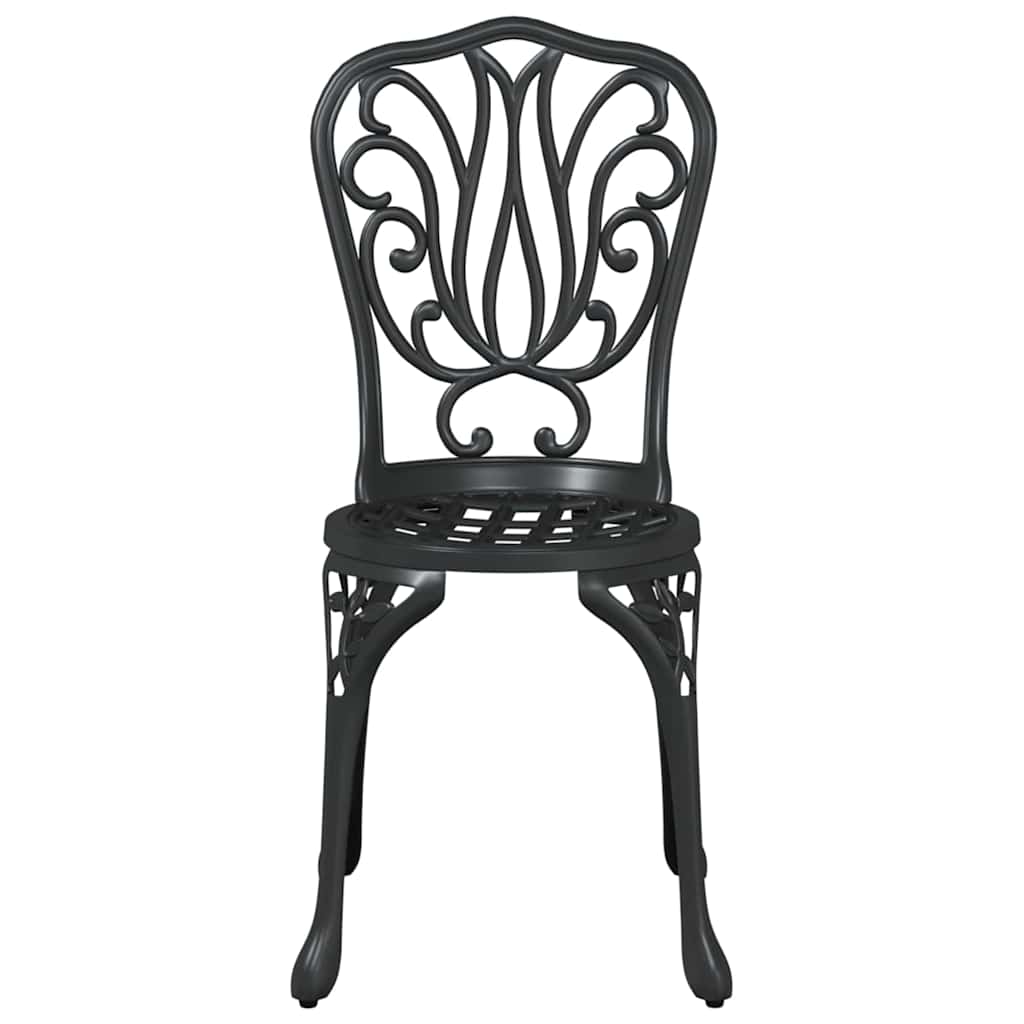 vidaXL Garden Bistro Set 3 pcs Black Aluminium