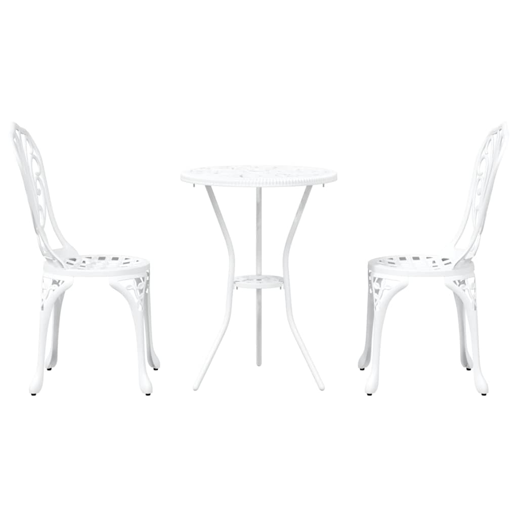 vidaXL Garden Bistro Set 3 pcs White Aluminium