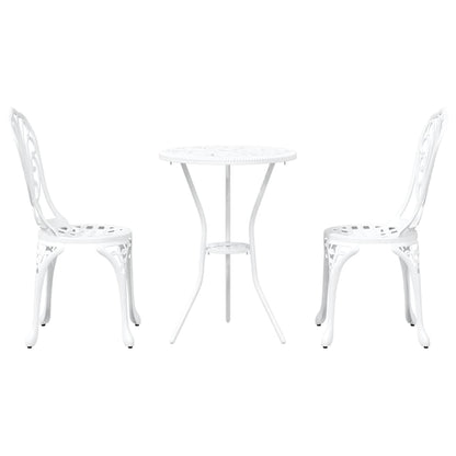 vidaXL Garden Bistro Set 3 pcs White Aluminium