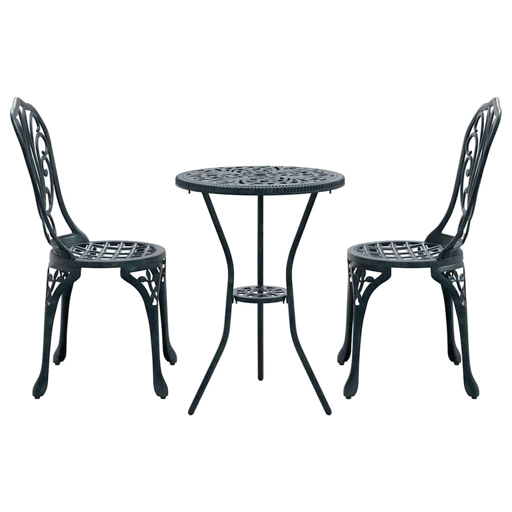 vidaXL Garden Bistro Set 3 pcs Green Aluminium